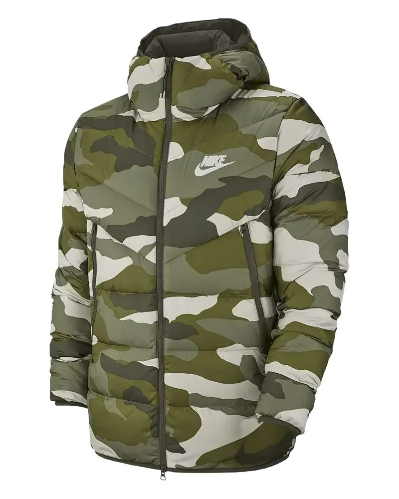 Nike Gefütterte Kapuzenjacke mit Camouflage-Print - Grün Grün