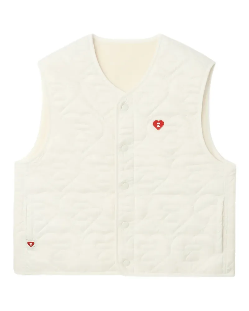 BAPE Gesteppte Weste mit Herzapplikation - Nude Nude