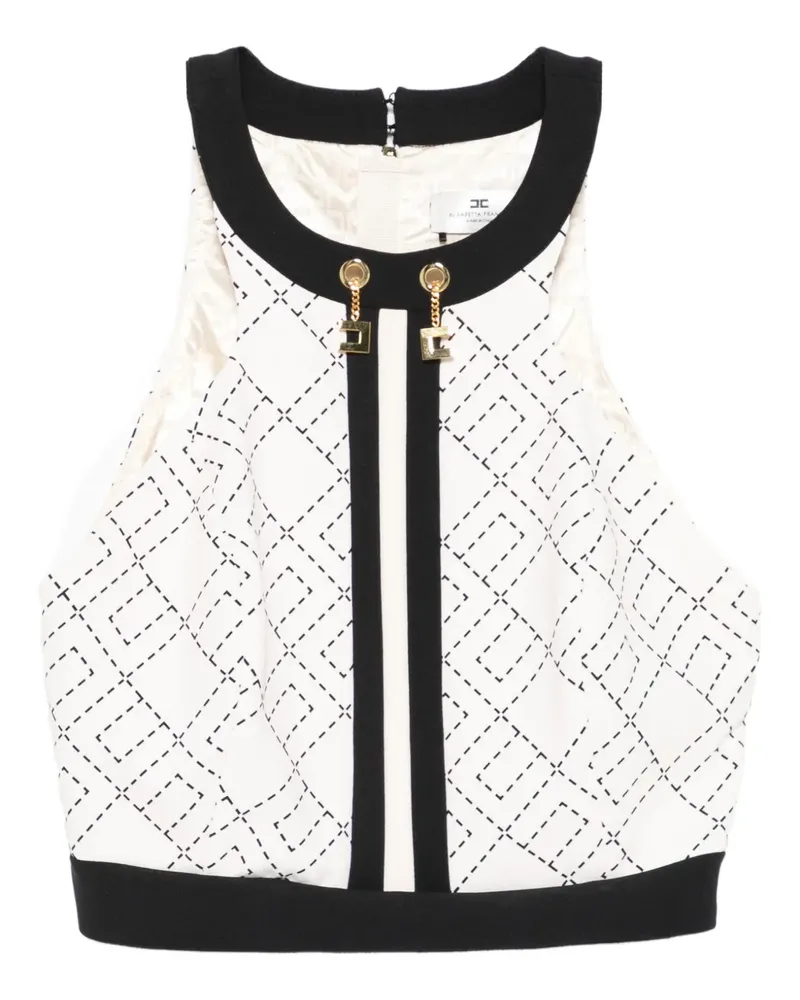 Elisabetta Franchi Neckholder-Top mit Monogrammmuster - Nude Nude