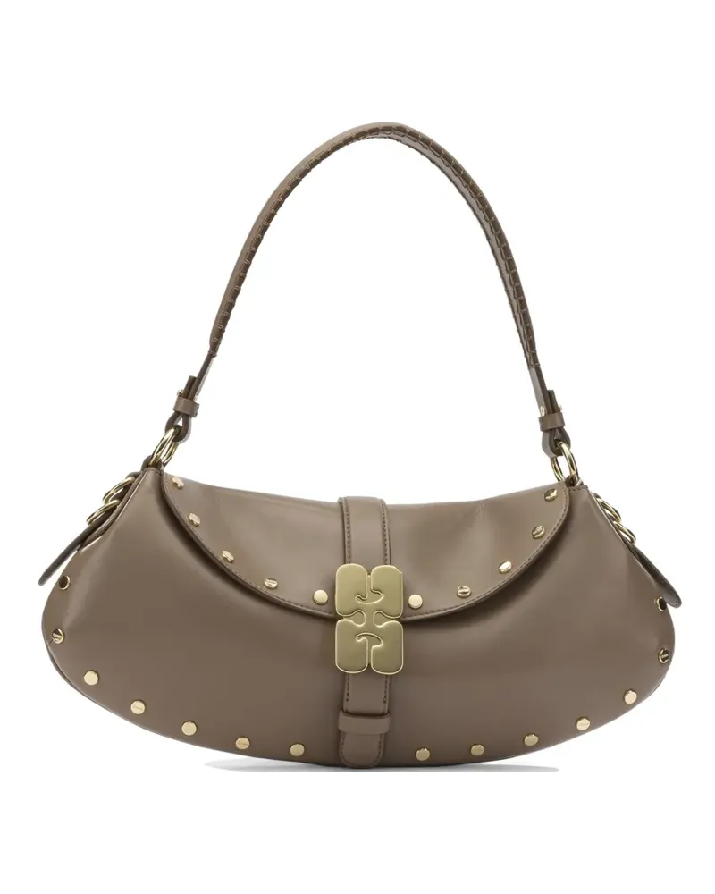 Ganni B-Kat studded shoulder bag - Braun Braun