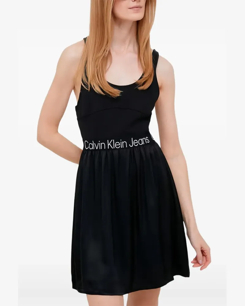 Calvin Klein logo-trim mini dress - Schwarz Schwarz