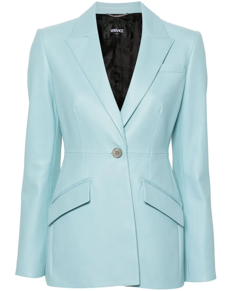 Versace Einreihiges Sakko aus Leder - Blau Blau