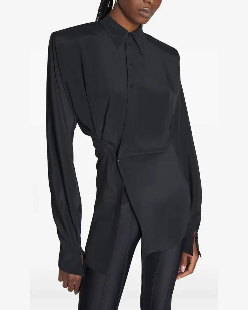 Thierry Mugler Asymmetrisches Hemd mit Schulterpolstern - Schwarz Schwarz