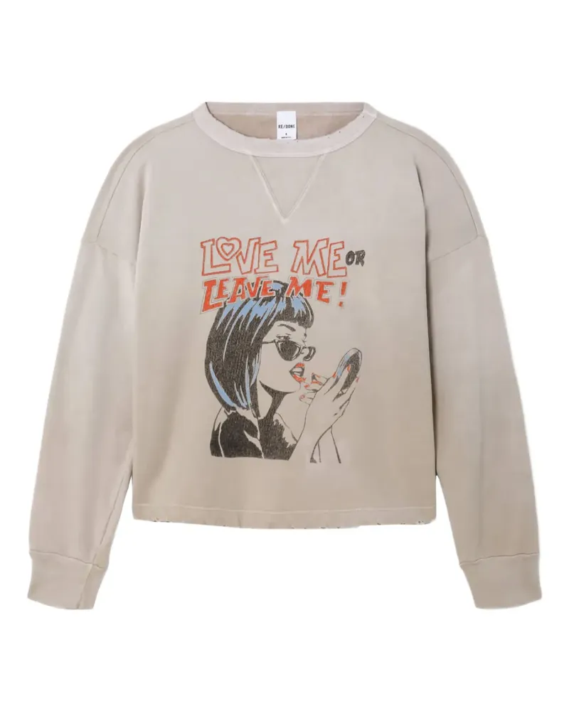 RE/DONE Love Me Sweatshirt mit grafischem Print - Nude Nude
