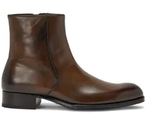 Knöchelhohe Lederstiefel - Braun