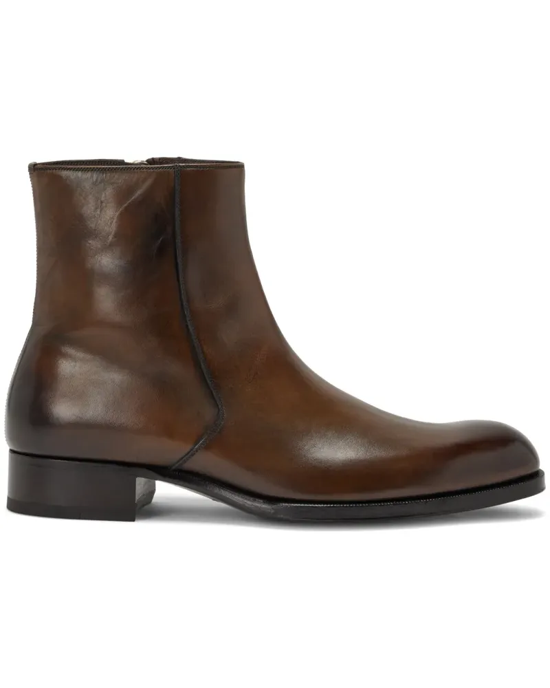 Tom Ford Knöchelhohe Lederstiefel - Braun Braun