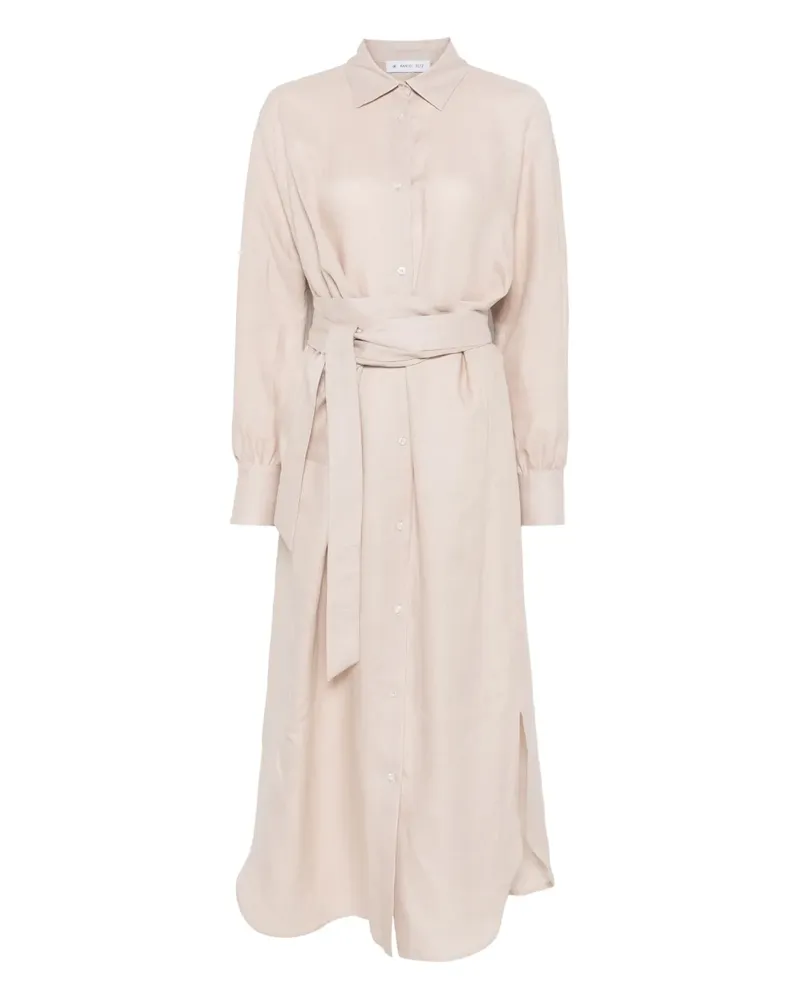 Manuel Ritz Maxi-Hemdkleid aus Leinen - Nude Nude