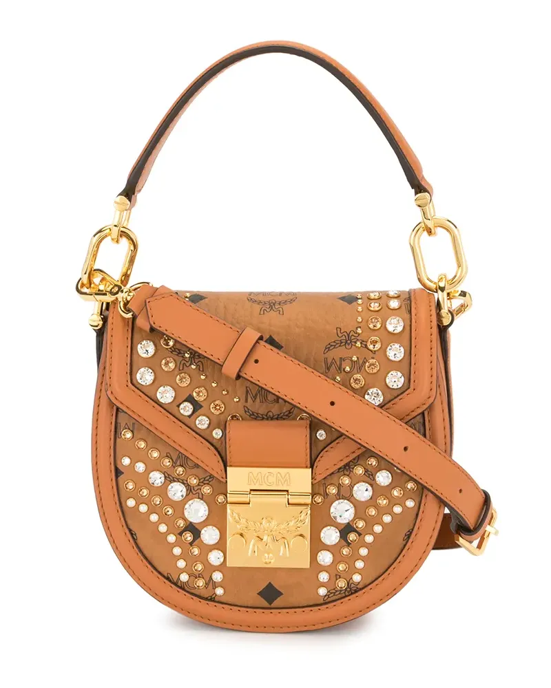 MCM Schultertasche mit Kristallen - Braun Braun