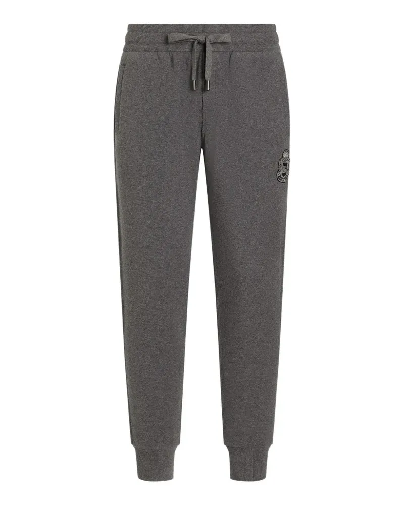 Dolce & Gabbana Jersey-Hose mit Wappenaufnäher - Grau Grau