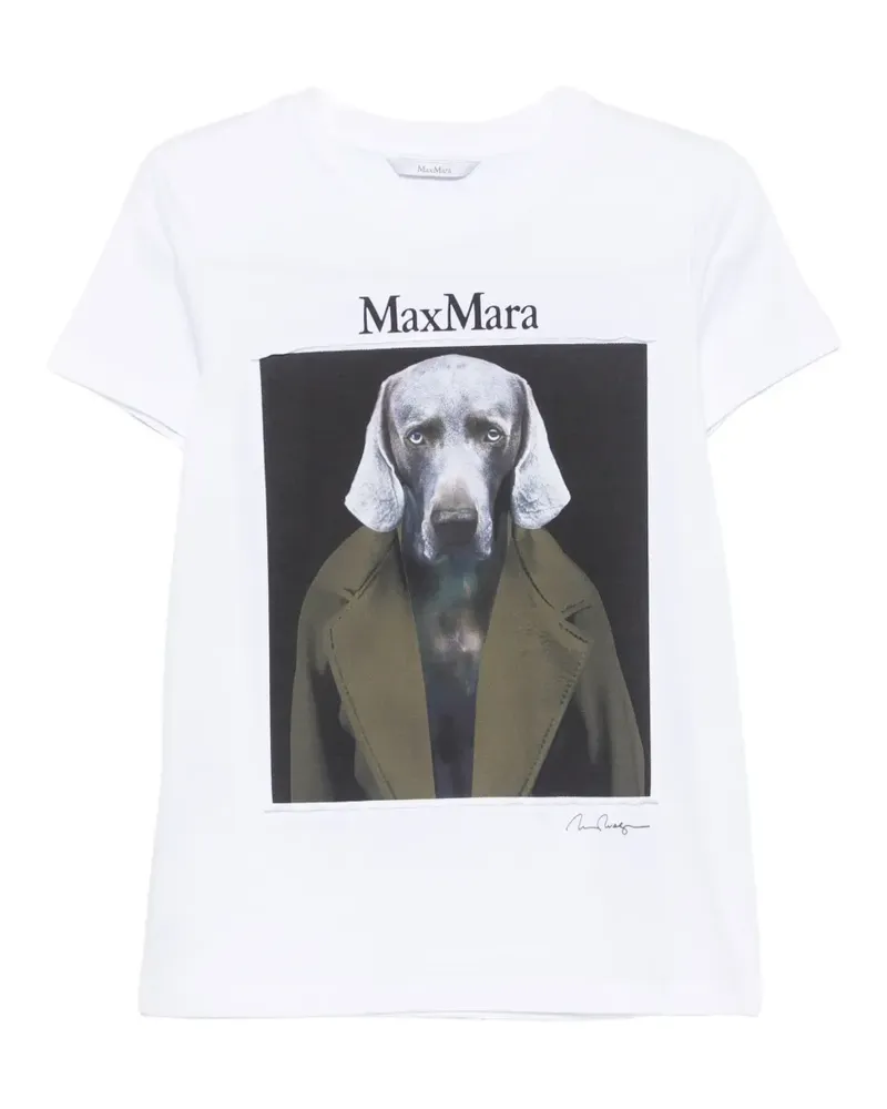 Max Mara Kurzärmeliges Calca T-Shirt mit Print - Weiß Weiß