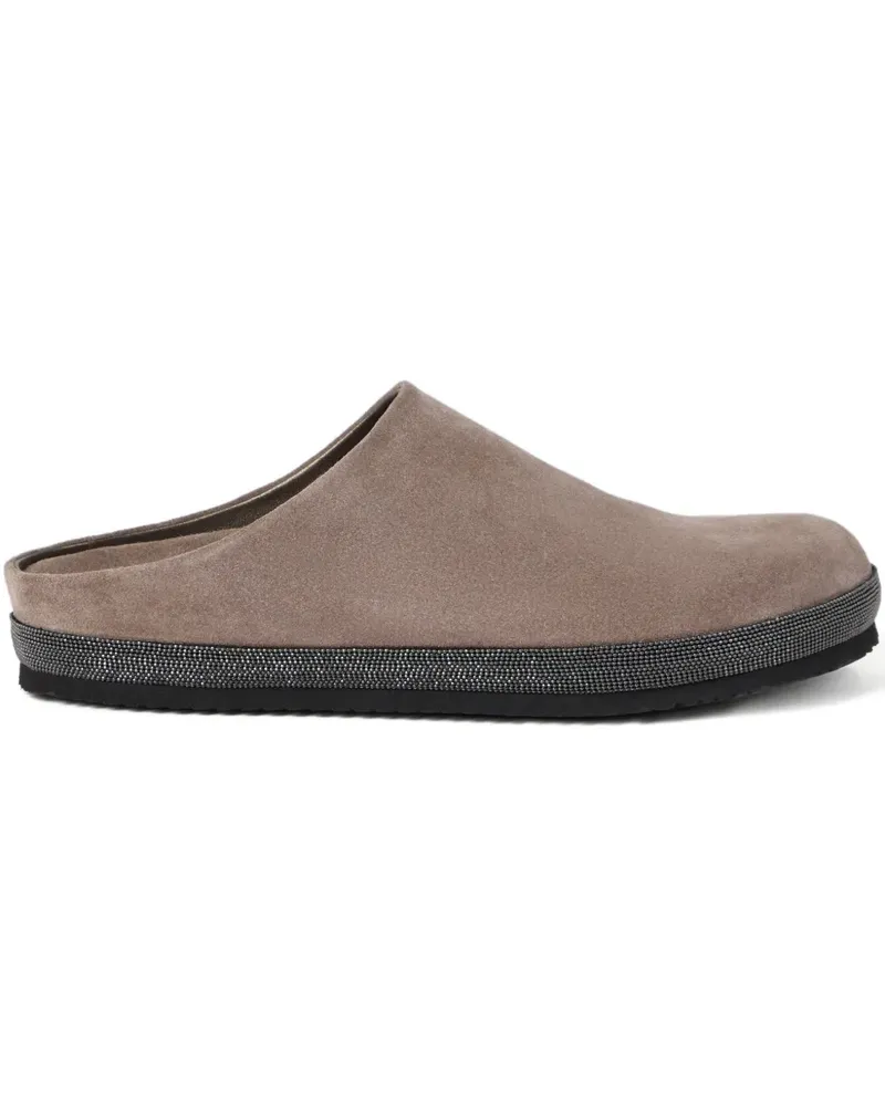 Brunello Cucinelli Flache Monili Mules mit Kettendetail - Braun Braun