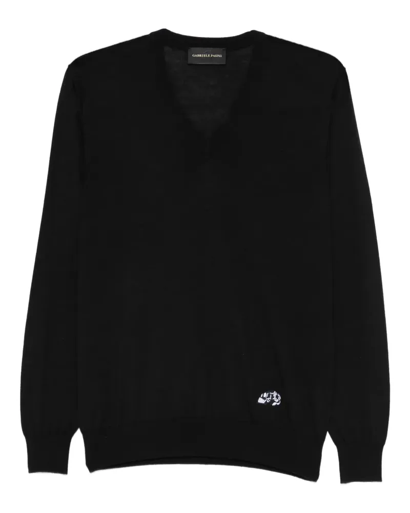 Gabriele Pasini T-Shirt mit V-Ausschnitt - Schwarz Schwarz