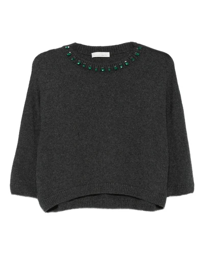 Liviana Conti Pullover mit Kristallen aus Strick - Grau Grau