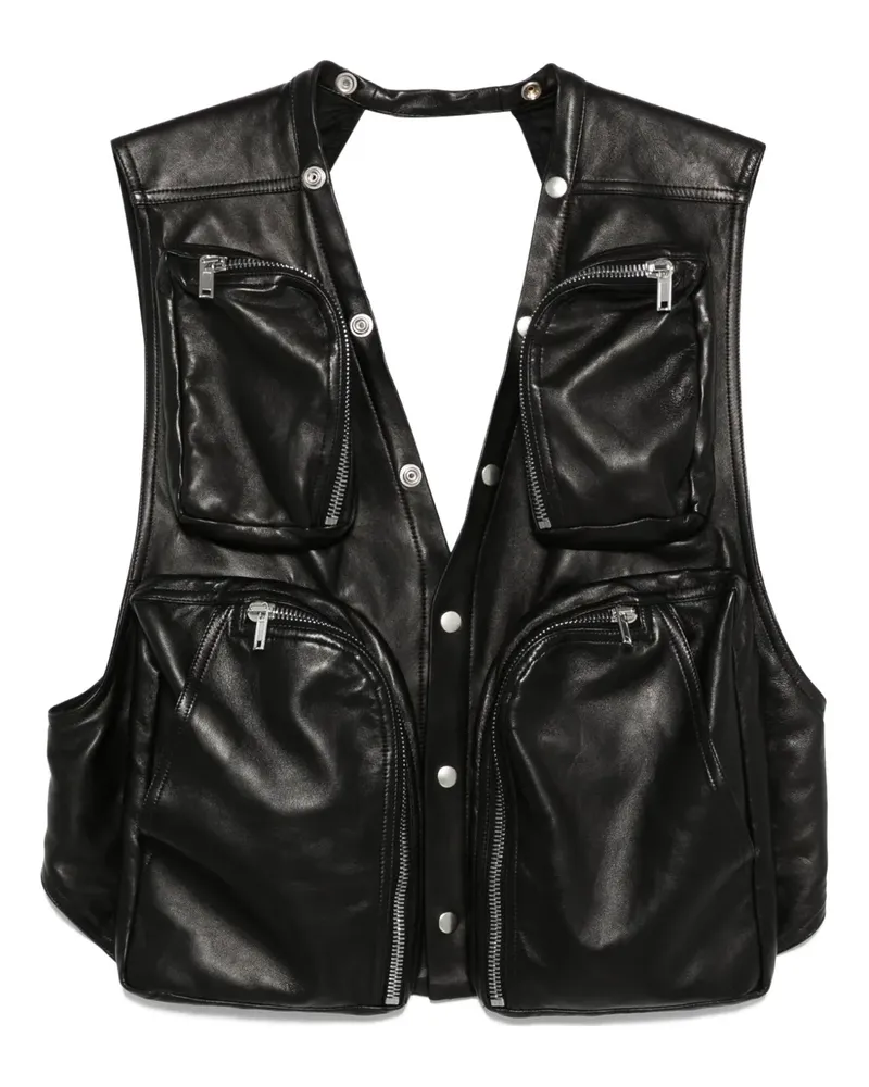 Rick Owens Weste aus Leder - Schwarz Schwarz