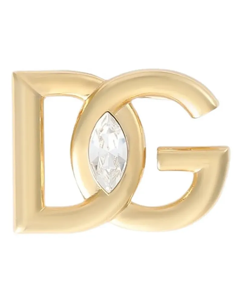 Dolce & Gabbana Brosche mit Strass-Logo - Gold Gold