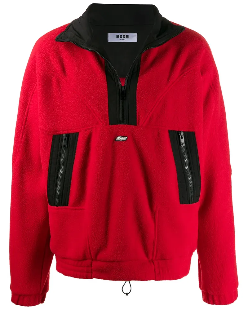 MSGM Fleece-Pullover mit halblangem Reißverschluss - Rot Rot