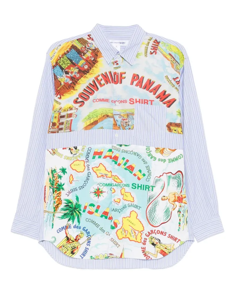 Comme des Garçons Gestreiftes Hemd in Colour-Block-Optik - Blau Blau