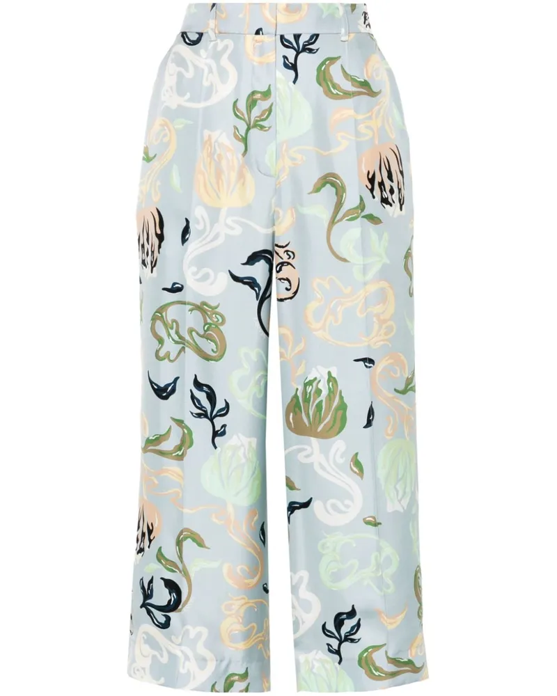 Lanvin Cropped-Hose mit grafischem Print Blau