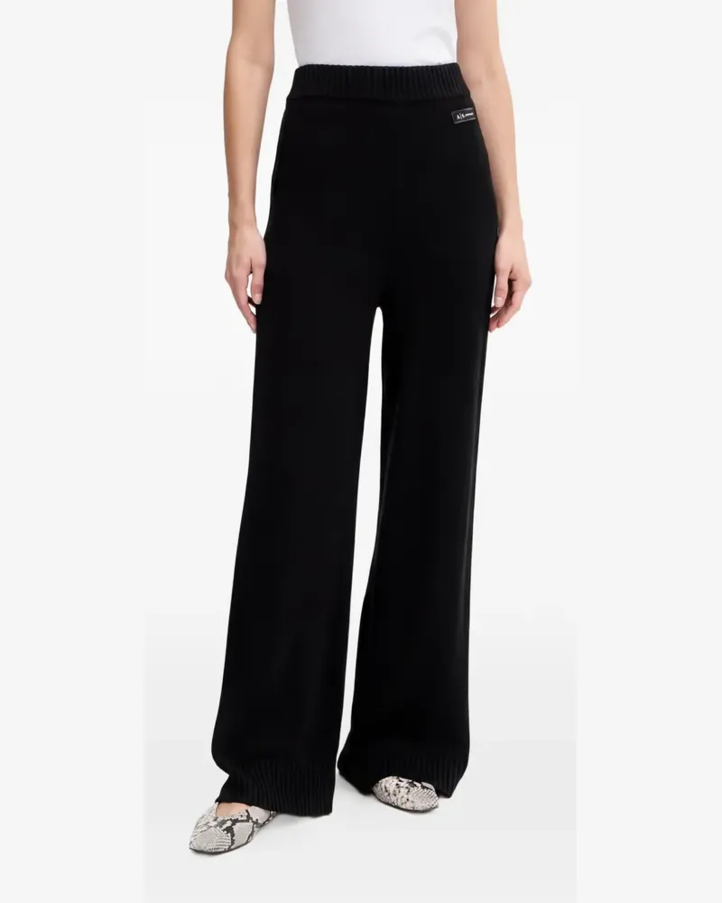 Armani Exchange Gestrickte Hose mit weitem Bein - Schwarz Schwarz