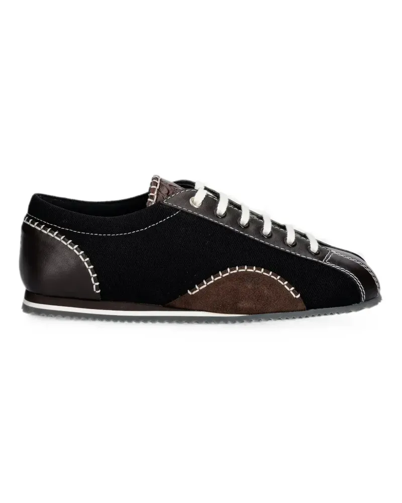 Wales Bonner Paris contrast-stitch leather-panelled sneakers - Schwarz Schwarz