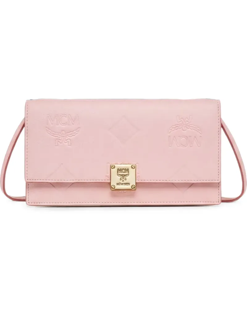 MCM Schultertasche mit Logo-Prägung - Rosa Rosa