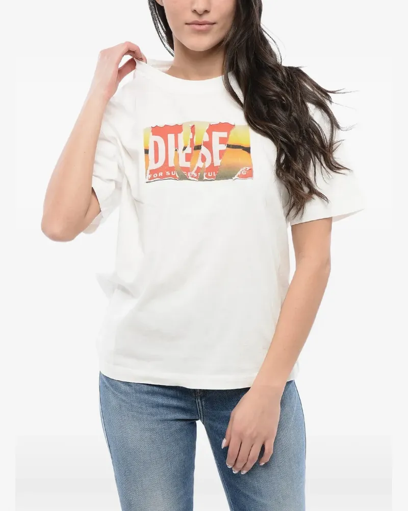 Diesel T-Shirt mit Logo-Print - Weiß Weiß