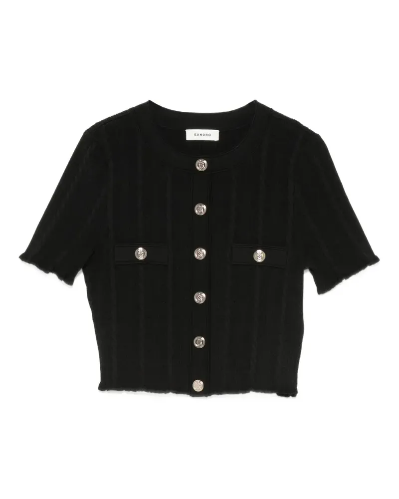 Sandro Kurzärmeliger Cropped-Cardigan - Schwarz Schwarz