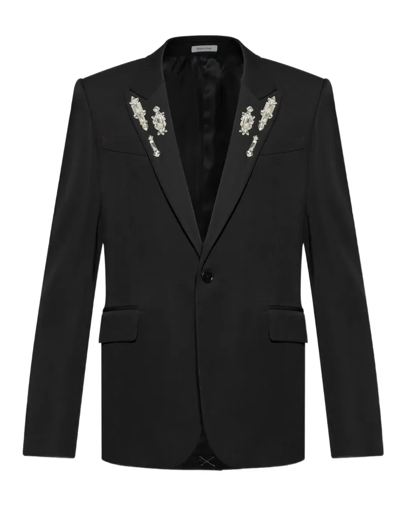 Alexander McQueen embellished-lapel blazer - Schwarz Schwarz