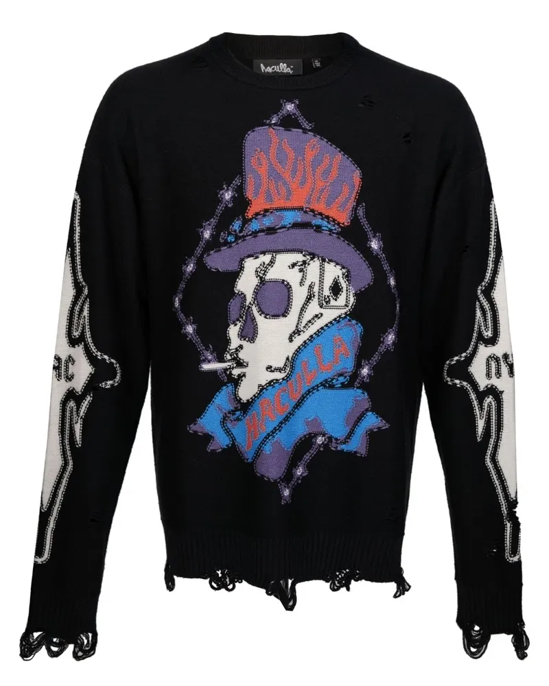 Haculla Gangsta Distressed-Pullover - Schwarz Schwarz