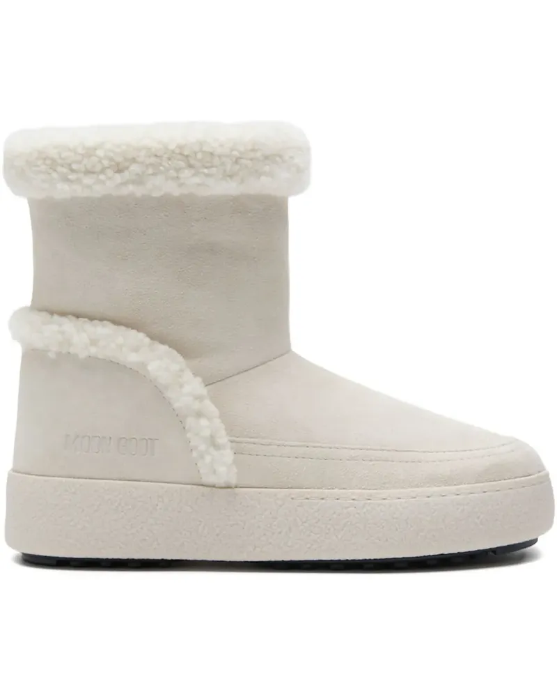 Moon Boot Wildlederstiefel mit Shearling-Besatz - Weiß Weiß