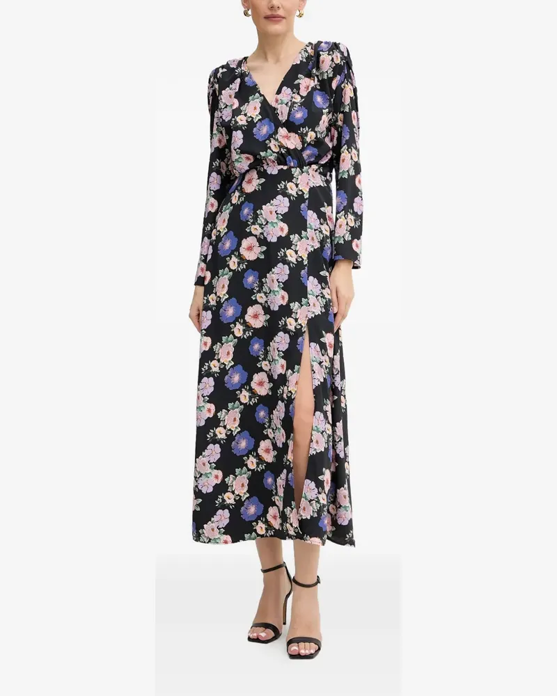 Morgan floral V-neck midi dress - Schwarz Schwarz