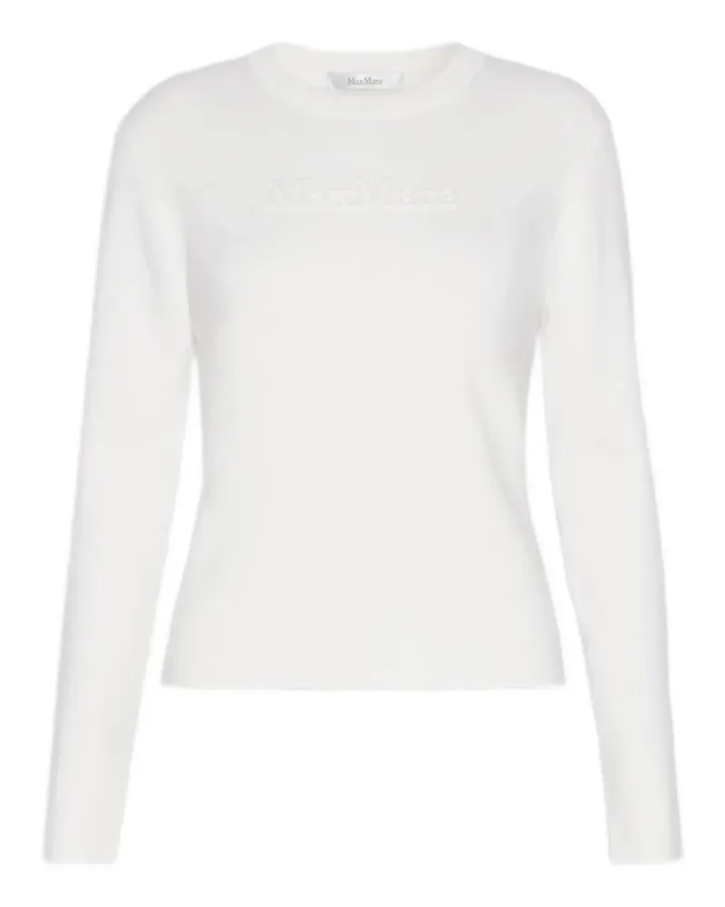 Max Mara wool yarn sweater with embossed logo detail - white - Weiß Weiß