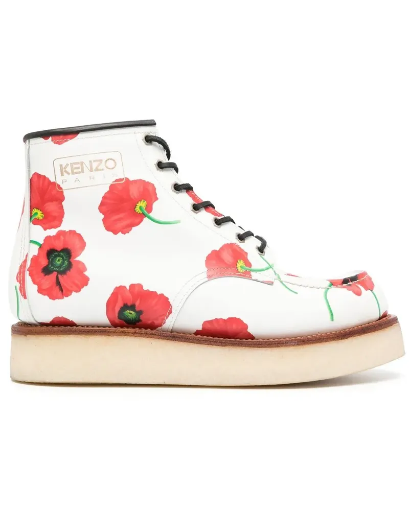 Kenzo Yama Schnürstiefel mit Blumenmuster - Weiß Weiß