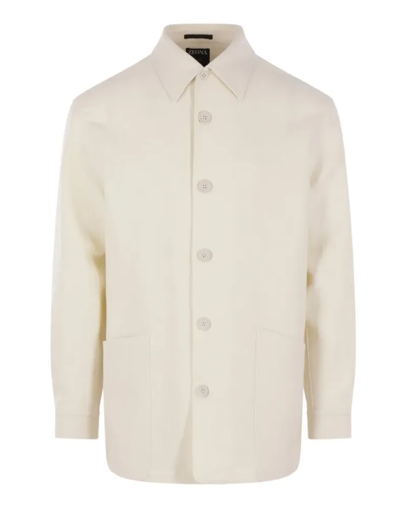 Ermenegildo Zegna button-up patch-pocket shirt - Nude Nude