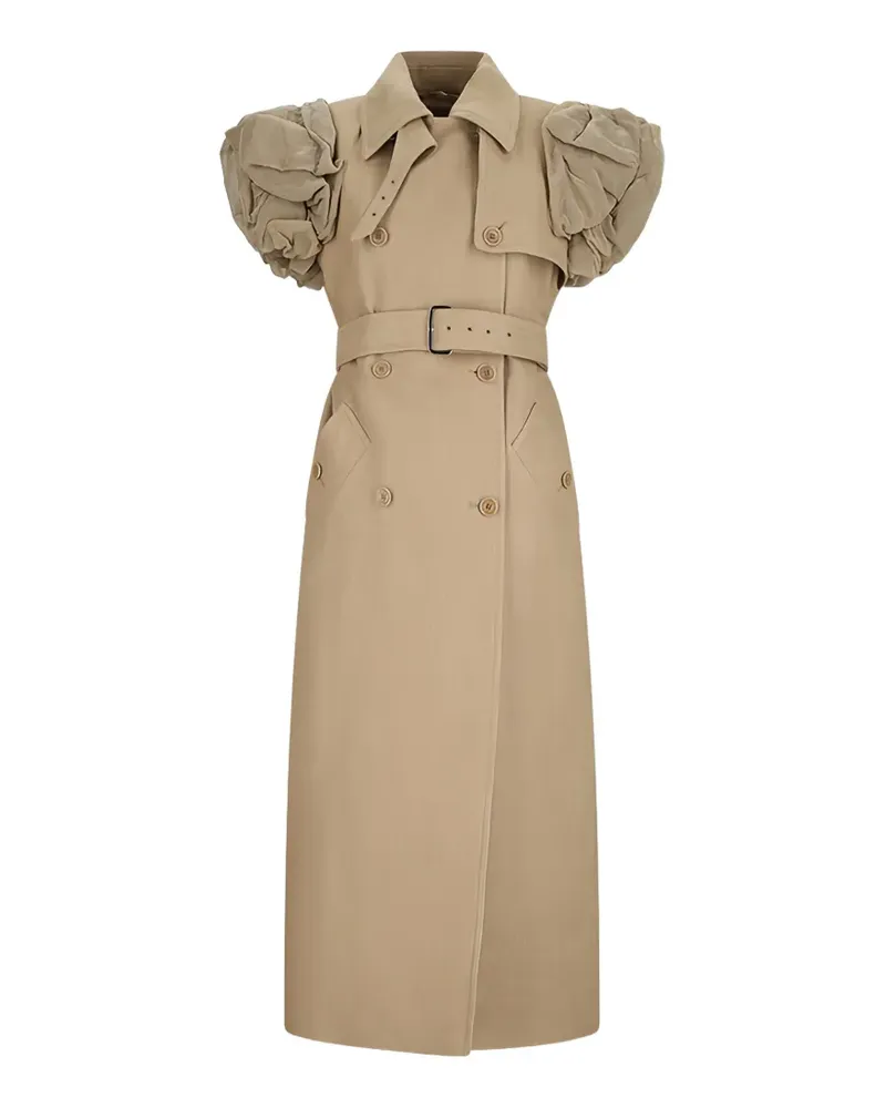 Max Mara puffed-sleeve double-breasted coat - Nude Nude