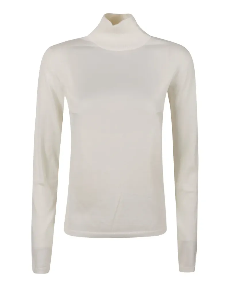 Max Mara Fein gestrickter Rollkragenpullover - Weiß Weiß