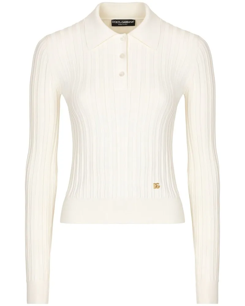 Dolce & Gabbana Poloshirt mit Logo-Schild - Weiß Weiß