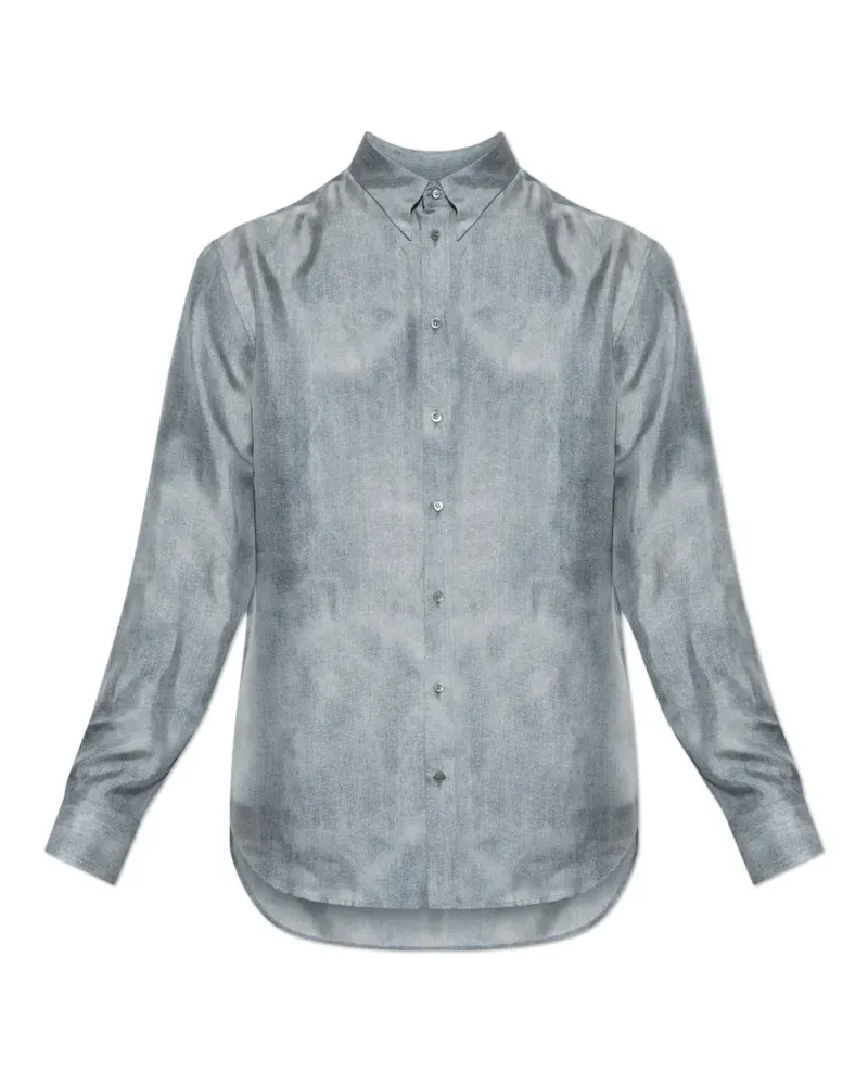 Giorgio Armani Seidenhemd mit Knopfleiste - Blau Blau
