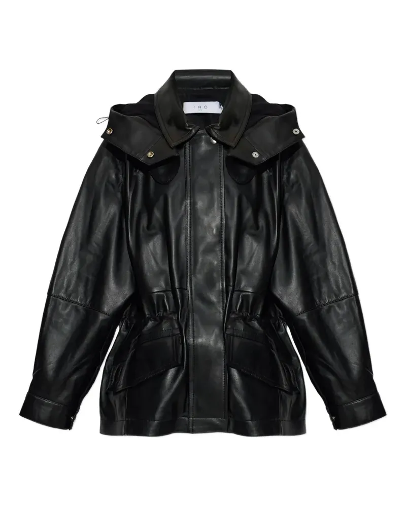 IRO Groove Lederjacke mit Kordelzug - Schwarz Schwarz