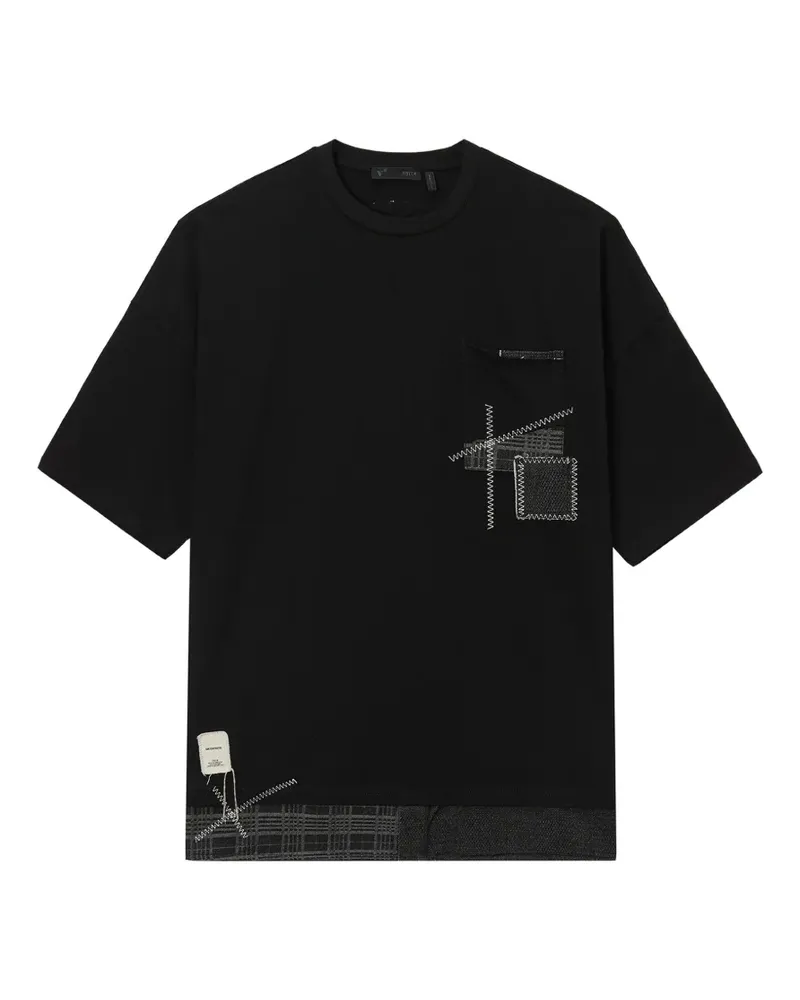 FIVE CM Patchwork-T-Shirt mit rundem Ausschnitt - Schwarz Schwarz