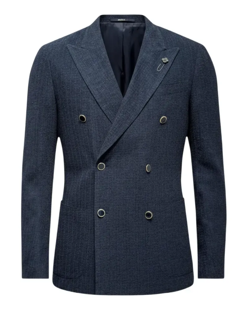 LARDINI Doppelreihiges Sakko mit Slub-Struktur - Blau Blau
