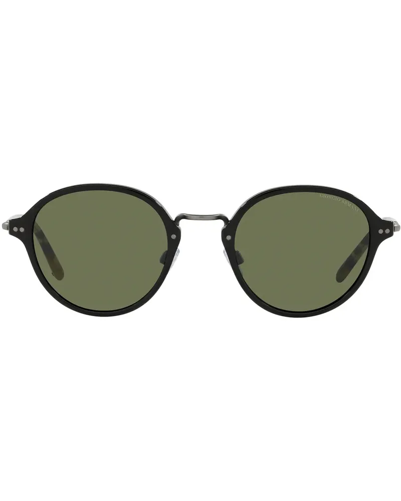 Giorgio Armani Sonnenbrille mit rundem Gestell - Schwarz Schwarz