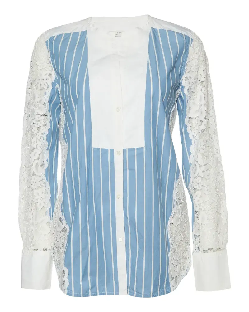 Sandro Gestreiftes Hemd mit Spitzeneinsatz - Blau Blau
