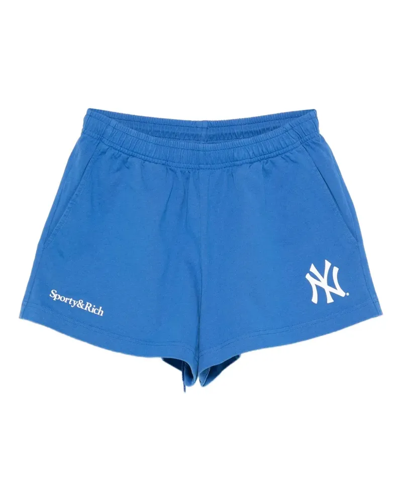 SPORTY & RICH Kurze Yankees Shorts mit Logo-Print - Blau Blau