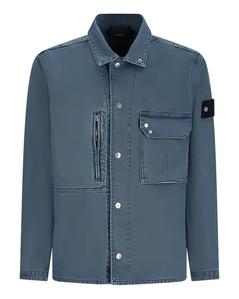 Stone Island logo-patch pocket shirt - Blau Blau