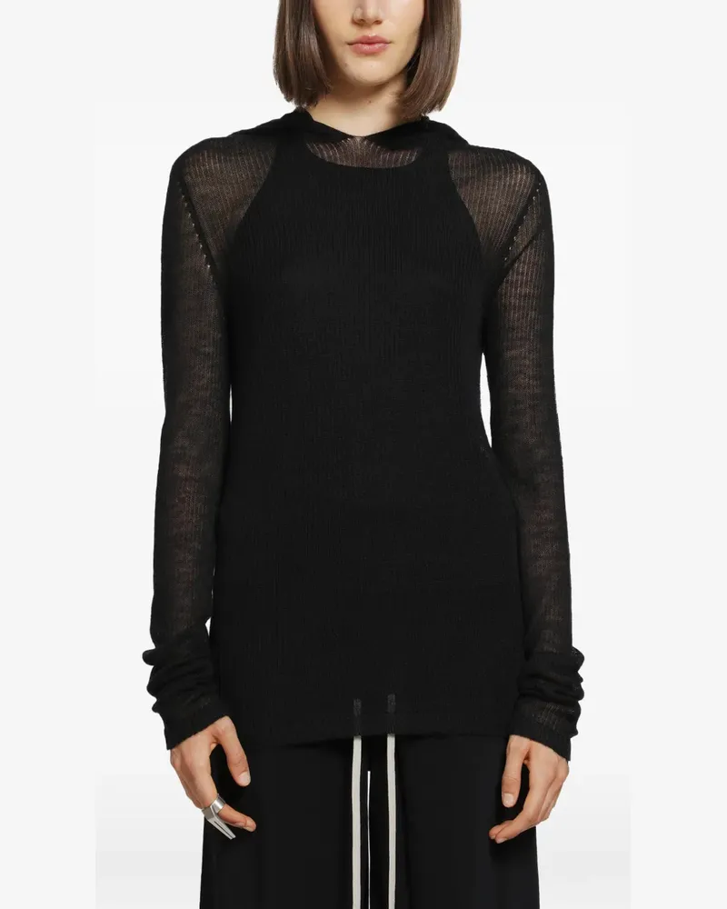 Rick Owens long-sleeve ribbed-knit cashmere T-shirt - Schwarz Schwarz