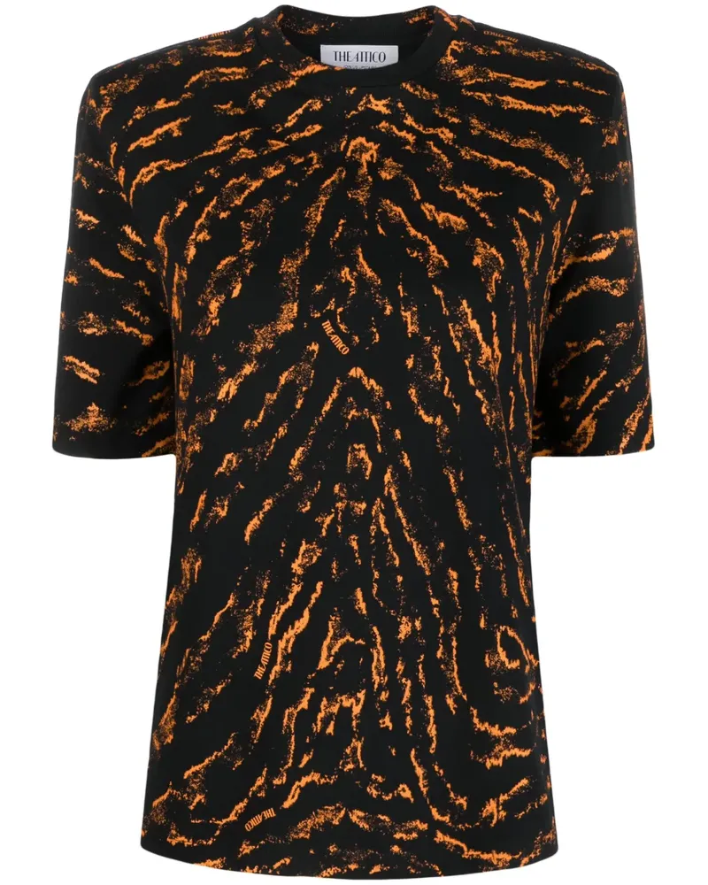 ATTICO Seidenhemd mit abstraktem Muster - Schwarz Schwarz