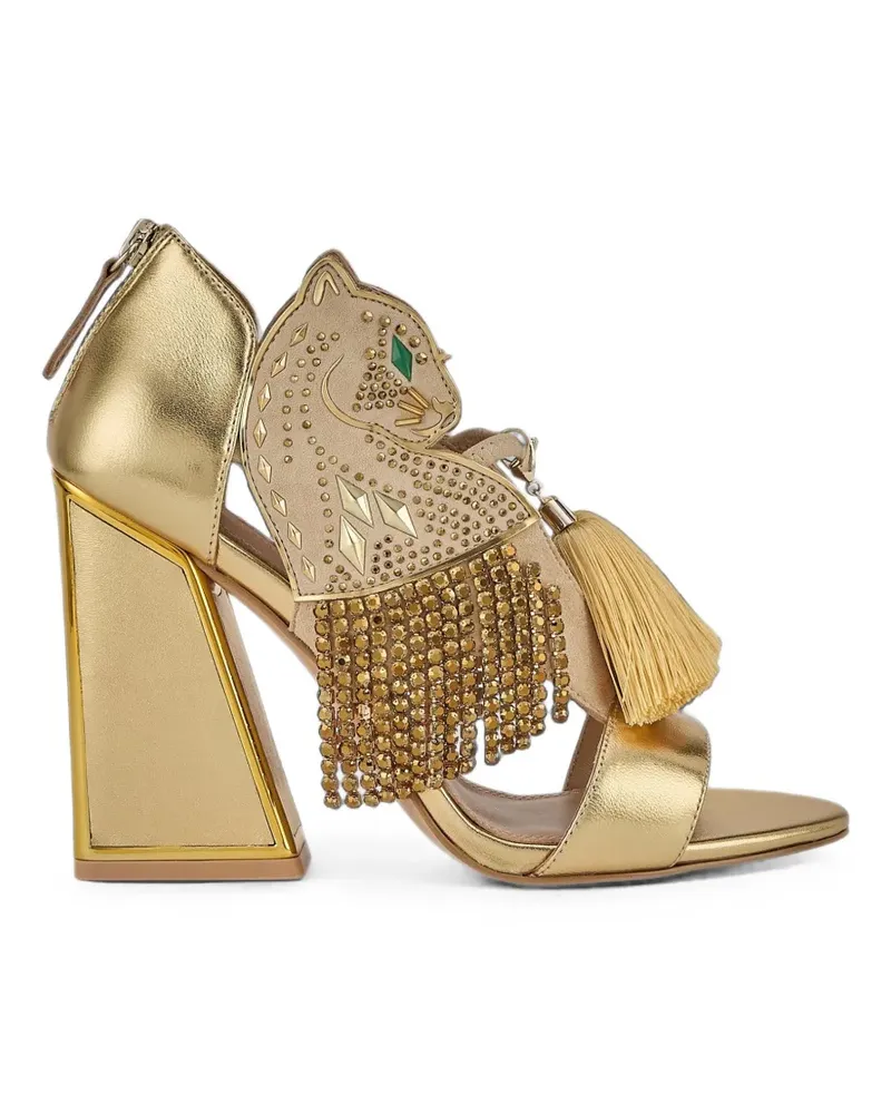 Kat Maconie Aya Panther Sandalen mit Leopardenmotiv - Gold Gold