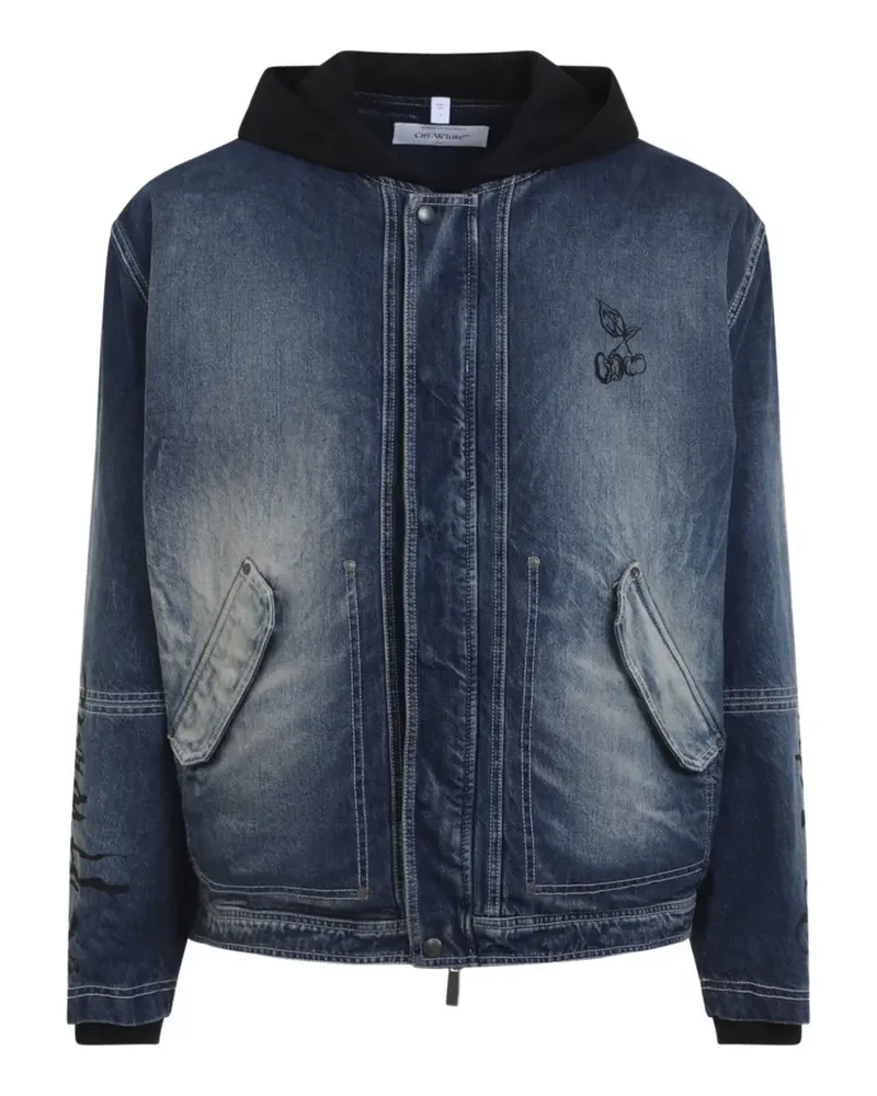 OFF-WHITE hooded denim jacket - Blau Blau