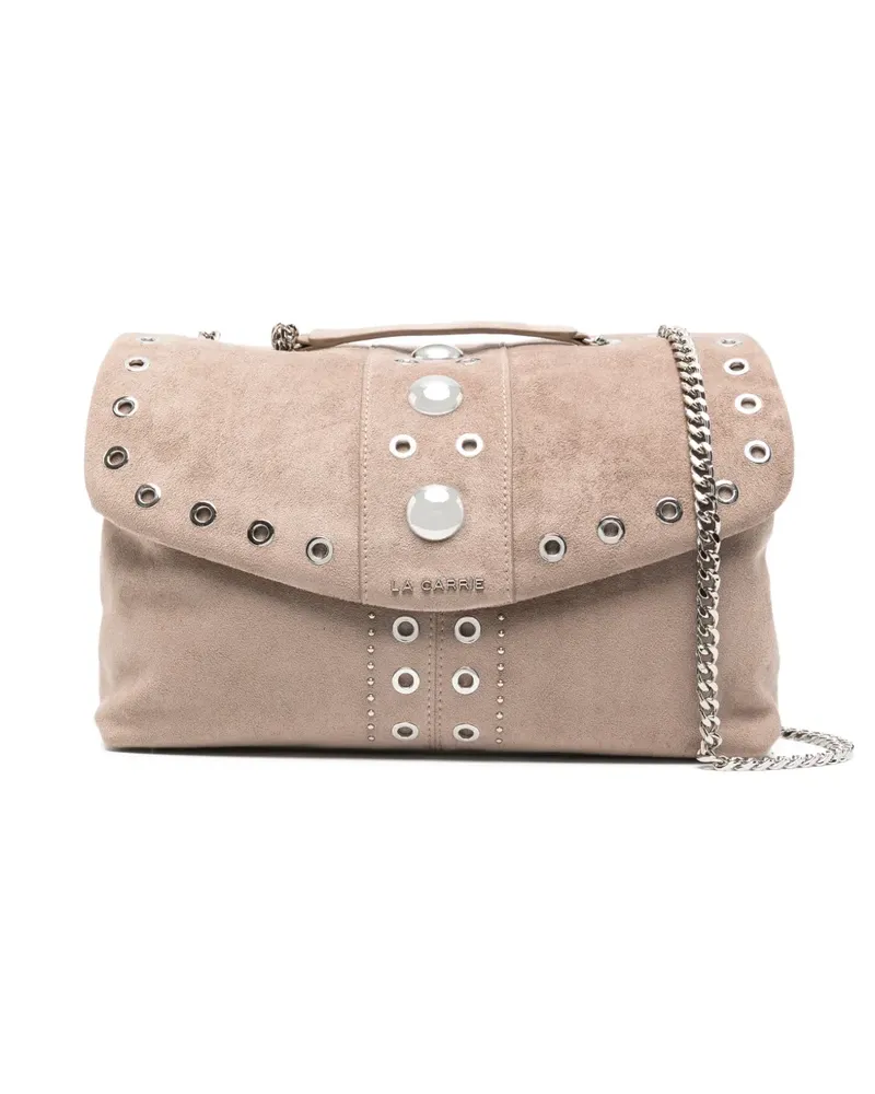LA CARRIE Ethnic eyelet chain shoulder bag - Nude Nude